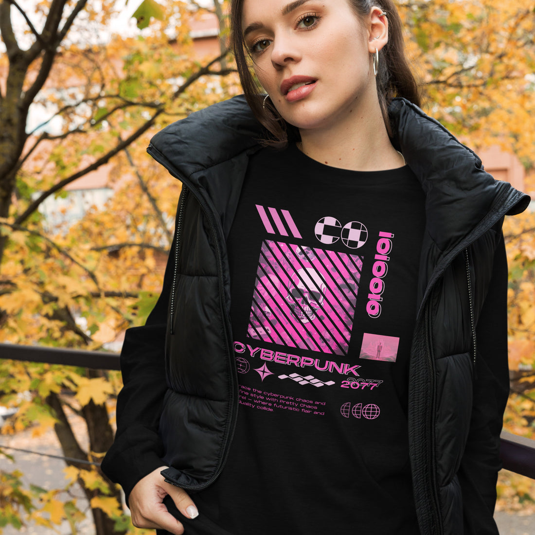 Pink CyberPunkUnisex Long Sleeve Tee