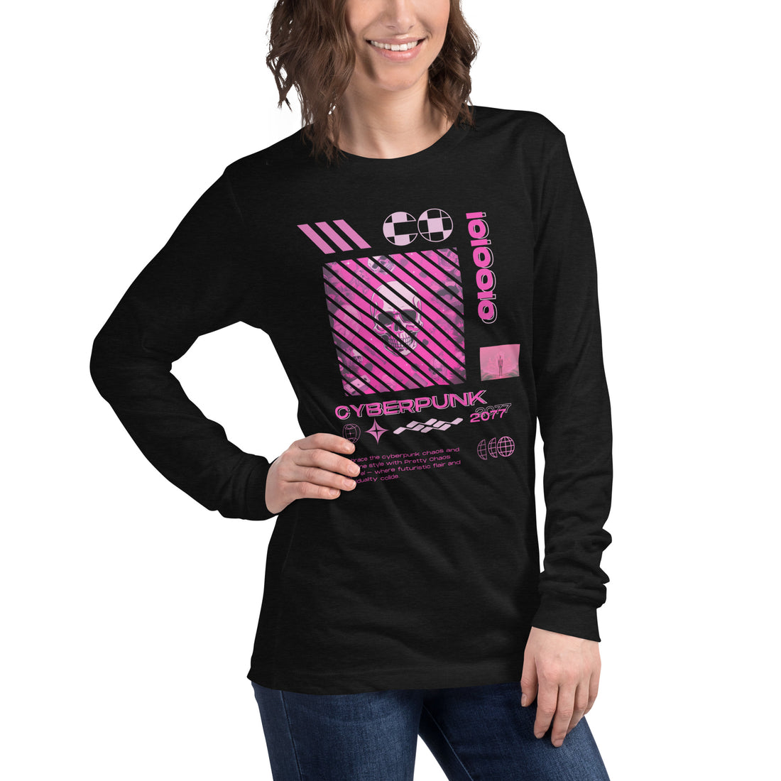 Pink CyberPunkUnisex Long Sleeve Tee